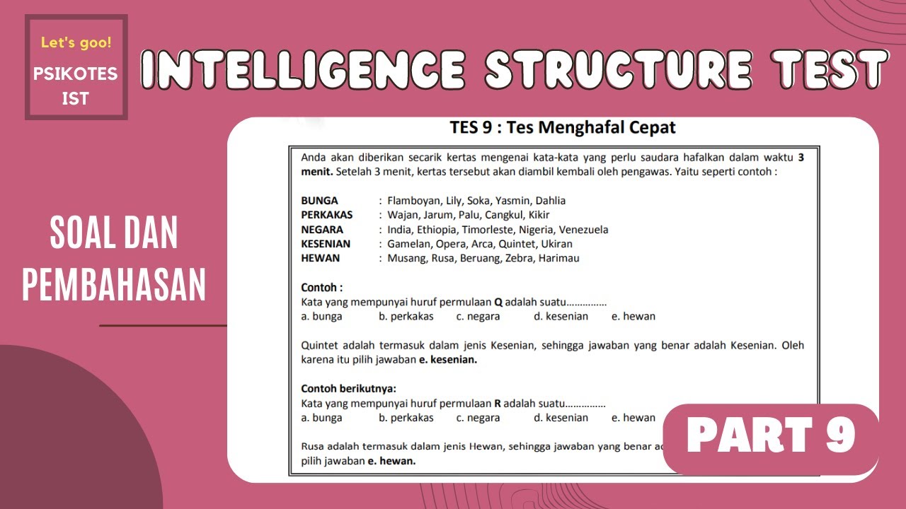 PSIKOTES IST PART 9 - Tes Menghafal Cepat