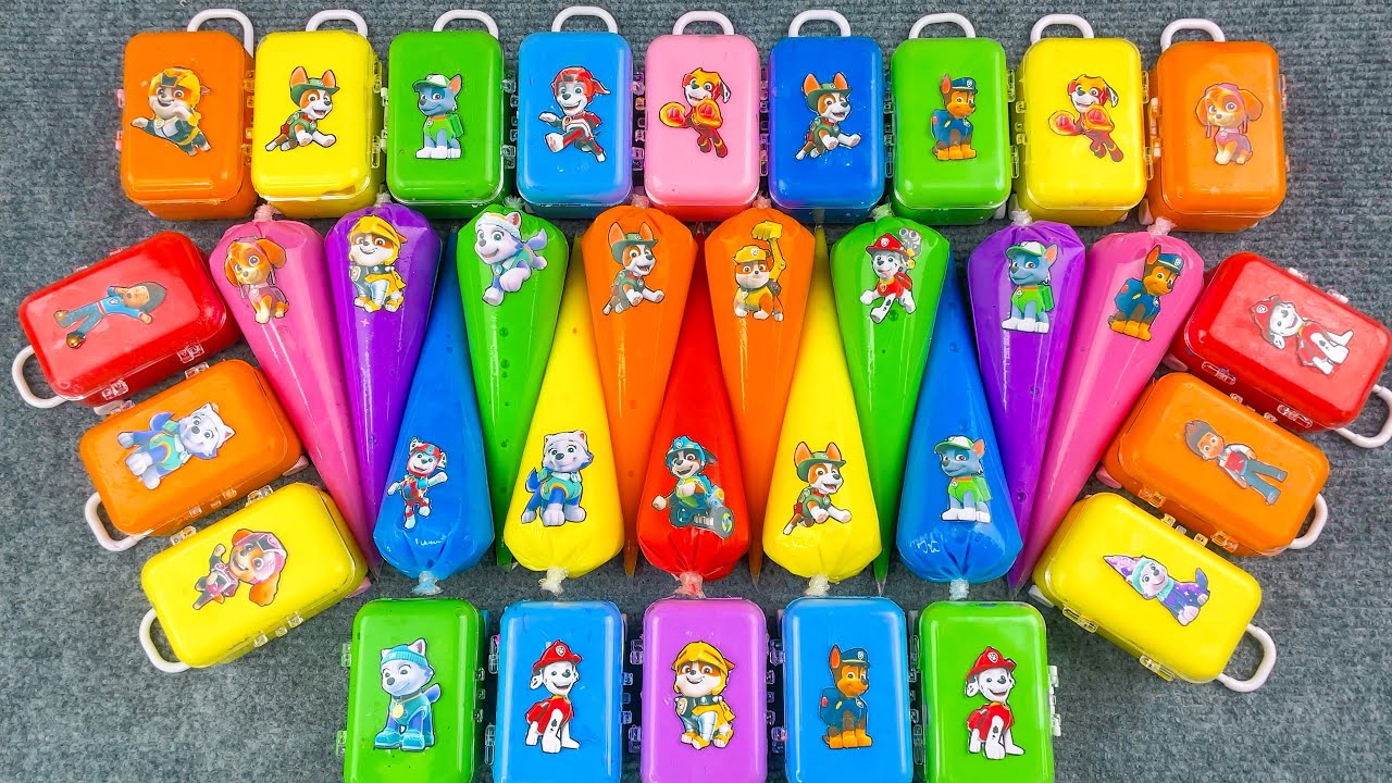 Paw Patrol Slime ASMR! Mixing Rainbow Clay Bag and Suitcase Slime ❤️ Marshall, Chase, Skye, Ryder...