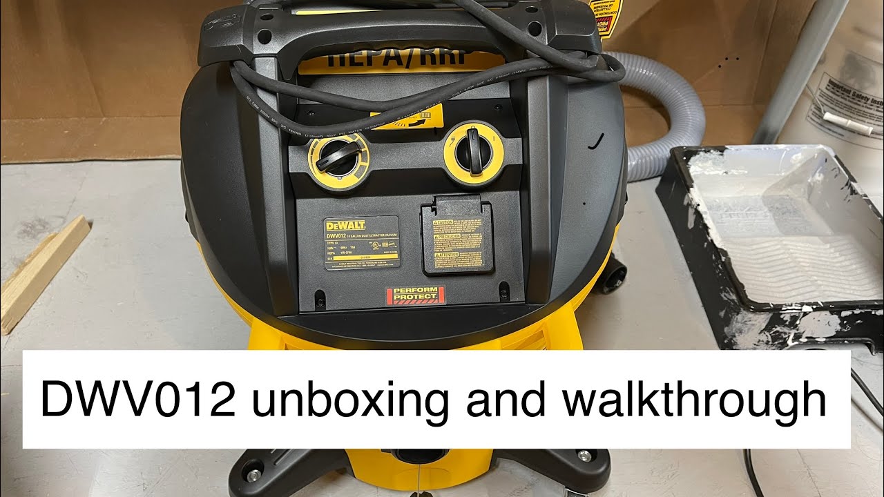 DeWalt DWV012 dust extractor unboxing and initial walk through.
