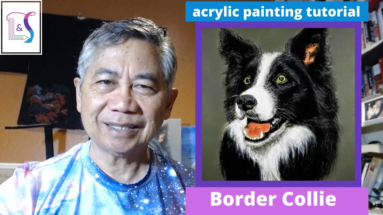 Painting in acrylic - Border Collie