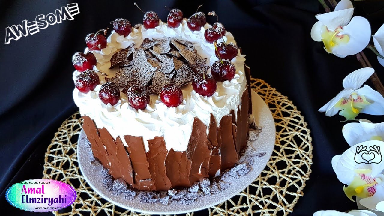 كيكة الغابة السوداء بشكل جديد  black forest cake
