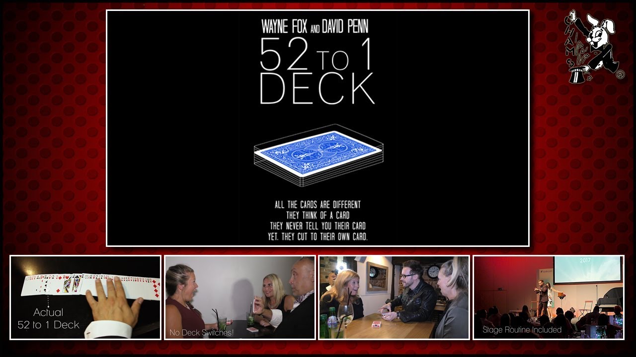 The 52 to 1 Deck Blue Gimmicks and Online Instructions by Wayne Fox and David Penn