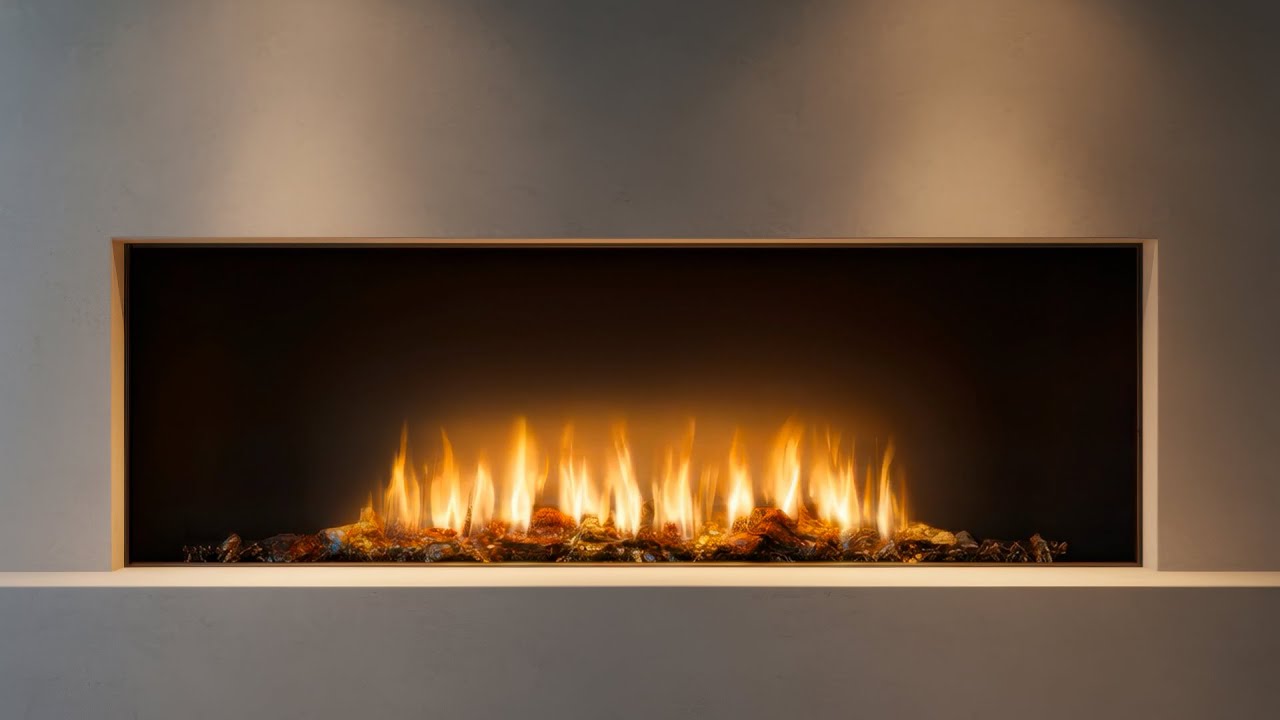 Microcement (Warm Grey) Fireplace | Luxury Fireplace Ambience