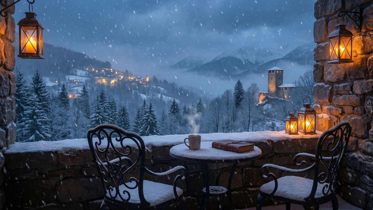 Snowfall Beyond the Balcony | Dark Academia Piano | Melancholic Study Ambience