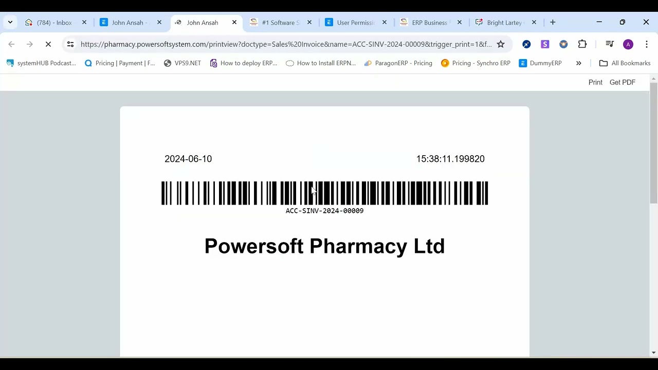 Invoice Barcode Label ERPnext