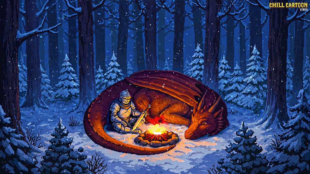 Rest... The dragon keeps you safe as the snow falls.