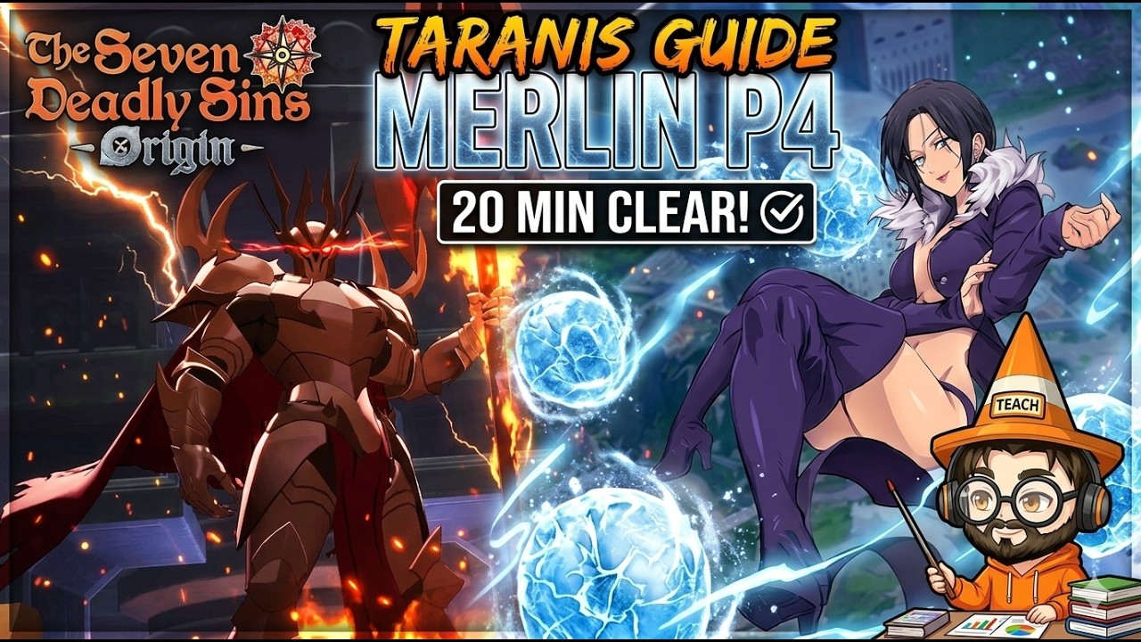 TARANIS RAID GUIDE - Merlin P4 20 Minute Clear - All Mini-Bosses [Seven Deadly Sins: Origin]