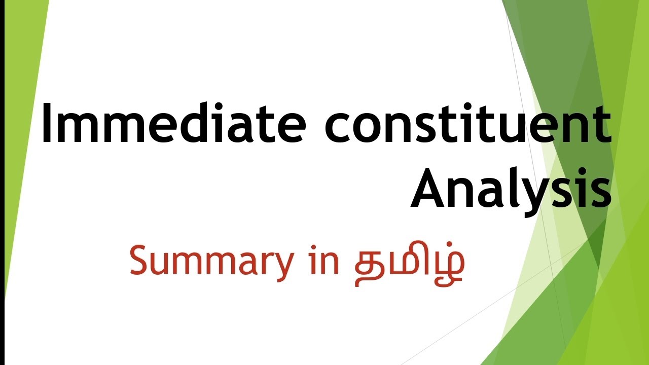 #immediate #constituent #analysis in #language and #linguistics #tamil #summary in #english #net#set