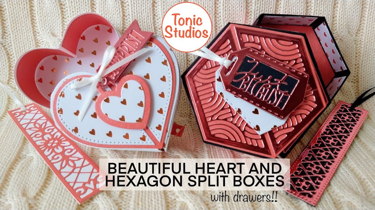 Beautiful Heart and Hexagon Split Boxes with Drawers - TONIC STUDIOS