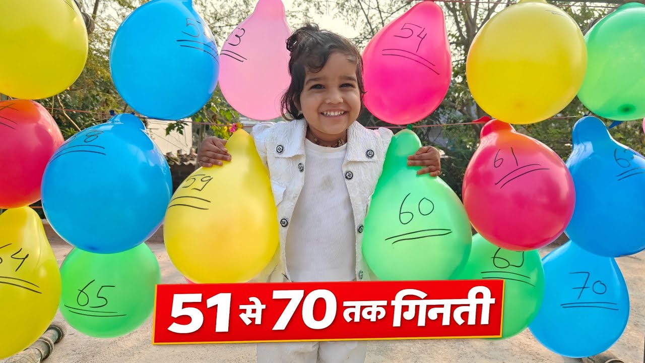Kids Learn Counting 51 to 70 🎈 | Balloon Pop Counting for Kids