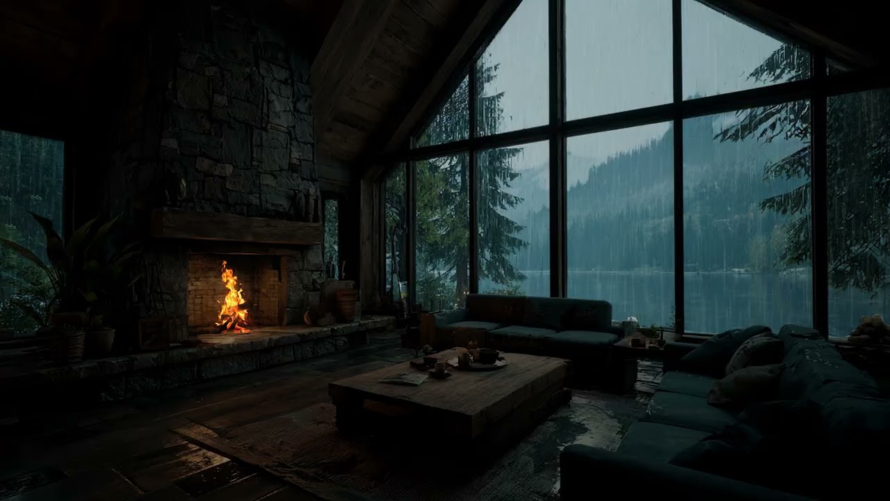 Heavy Rain and Thunder Sounds on Window in Cozy Room for Deep Sleep and Stress Relief All Night