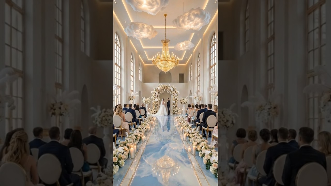 The dreamiest cloud-themed wedding setup. ☁️💍#wedding #luxurywedding #viralshorts
