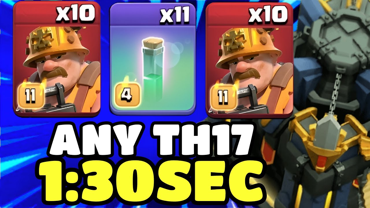 Clash of Clans SUPER Miner Attack Strategy with RC and Invi Charge