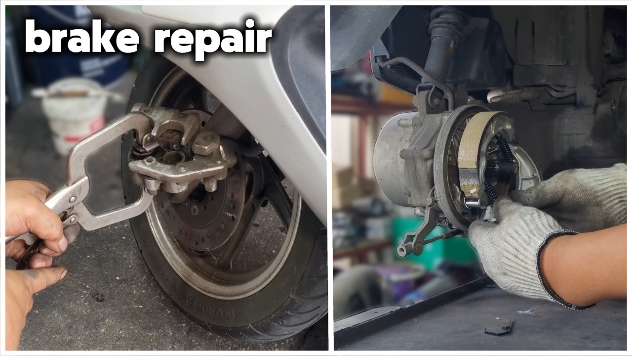 Замена тормозных колодок и накладок мотоцикла Honda scr100