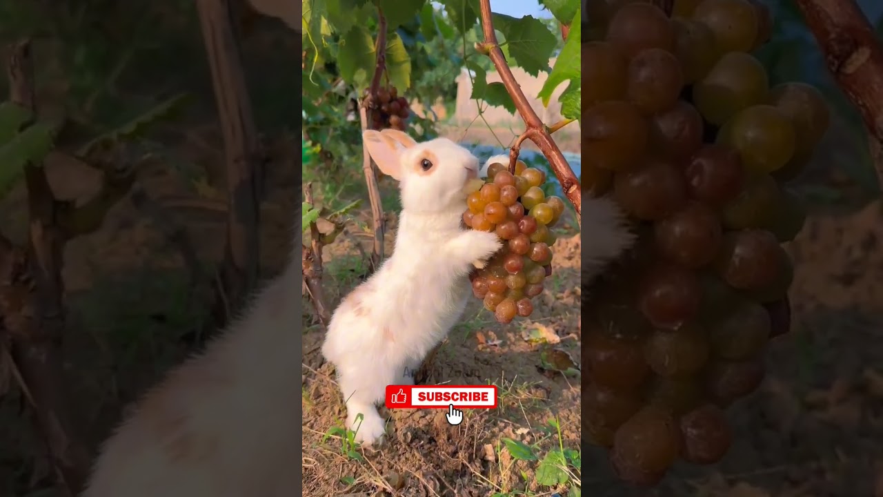 Cute Rabbit Eating Grapes 