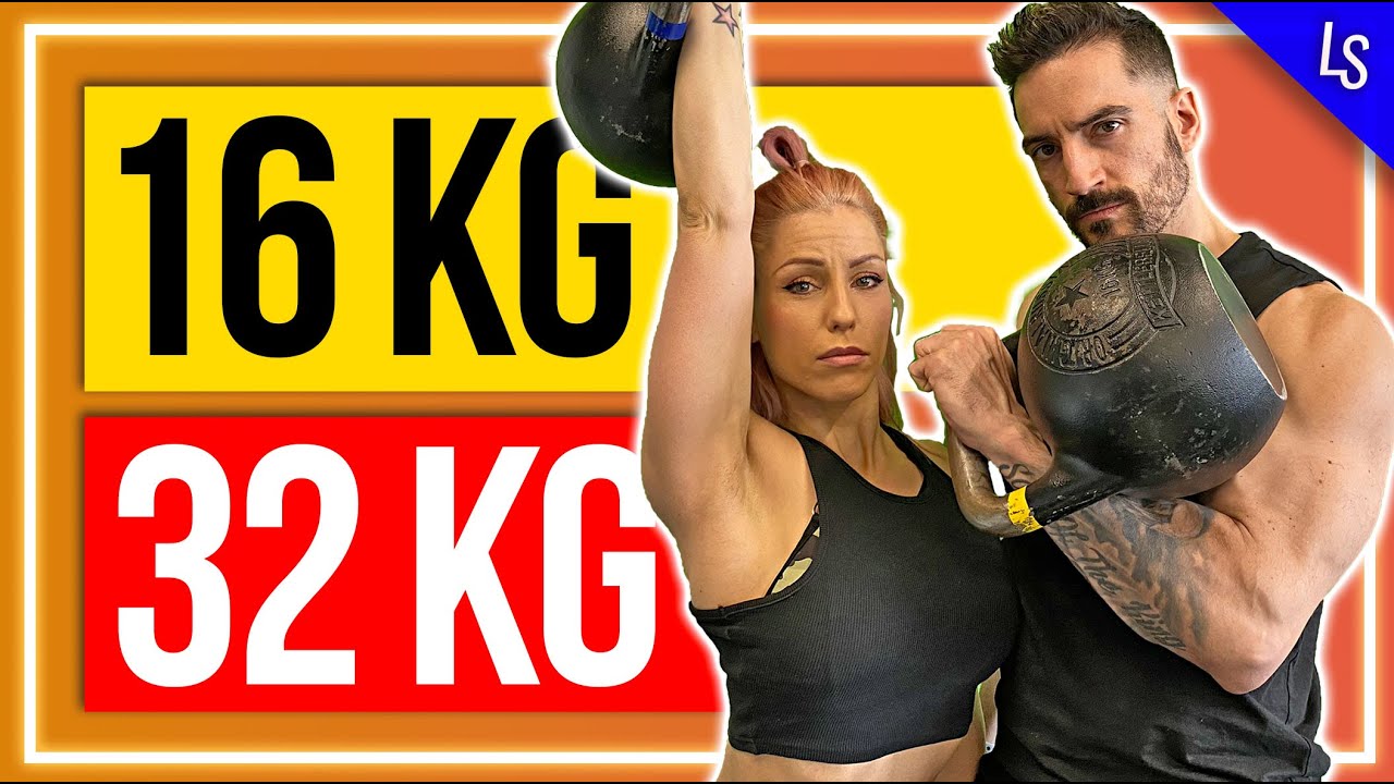 HEAVY Kettlebell Workout für KAMPFMASCHINEN mit 16 & 32 kg - (30 MIN. NO REST TABATA)