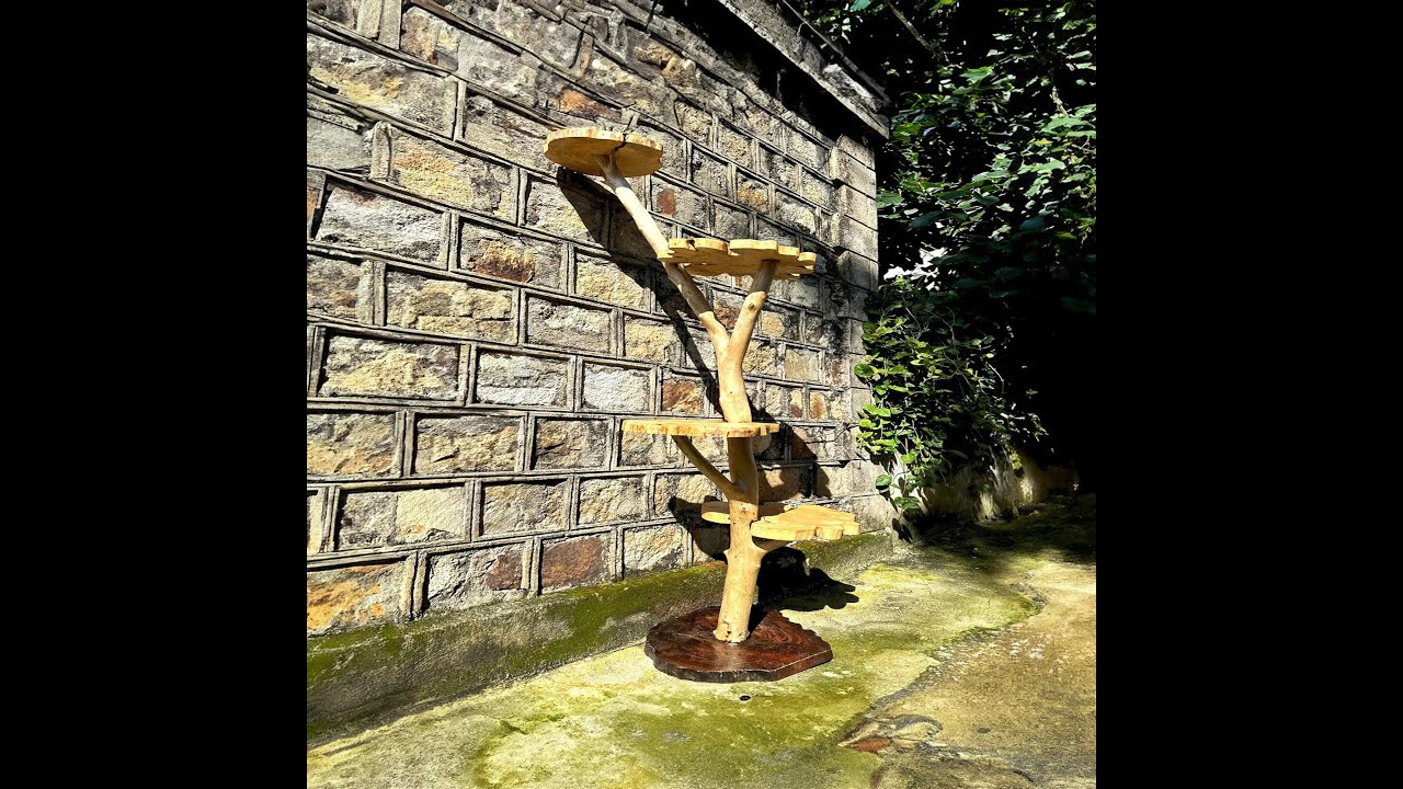 DIY Natural solid wood cat tree tower modern