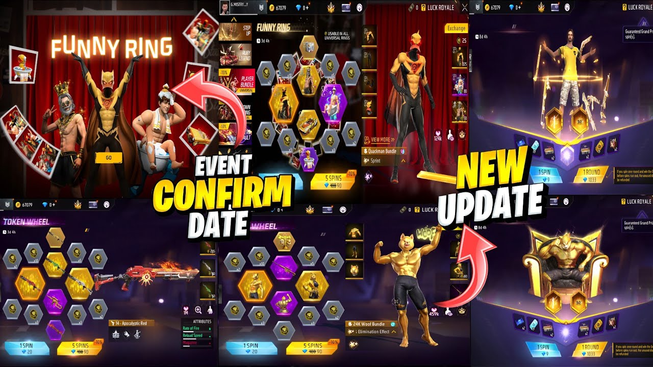 NEXT UNIVERSAL RING EVENT 🤯🥳 GOLDEN, FUNNY & UNDERSEA RING + SKYWING WHEEL & STEP UP EVENT FREE FIRE