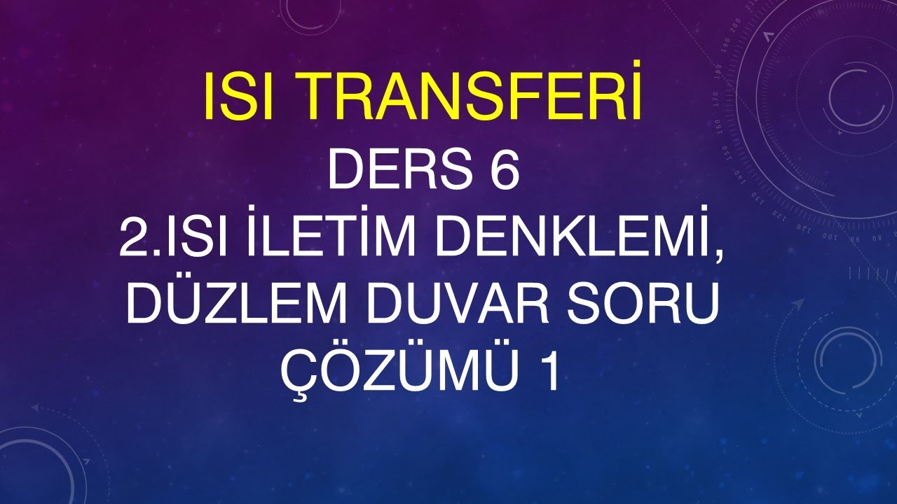 Ders 6, Isı transferi, Isı iletim denklemi, Düzlem duvar soru çözümü 1 (Mustafa Hoca)