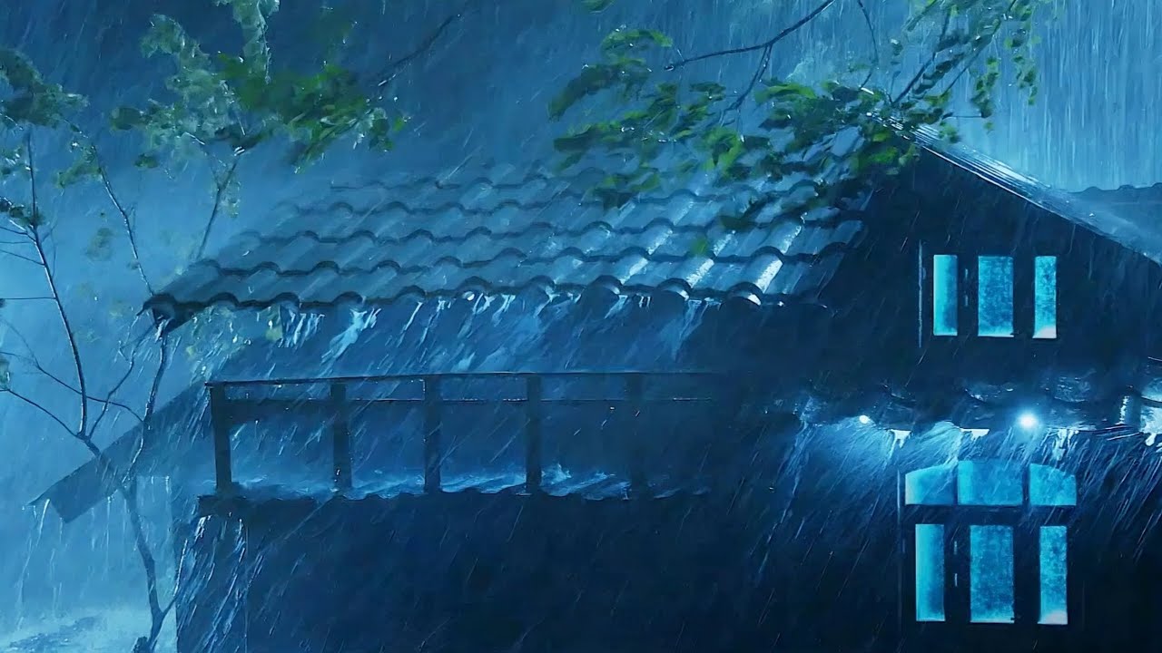 🔴 Rain on a Tin Roof for Sleeping 24/7, Deep Sleep with Heavy Rain & Thunder on Metal Roof at Night
