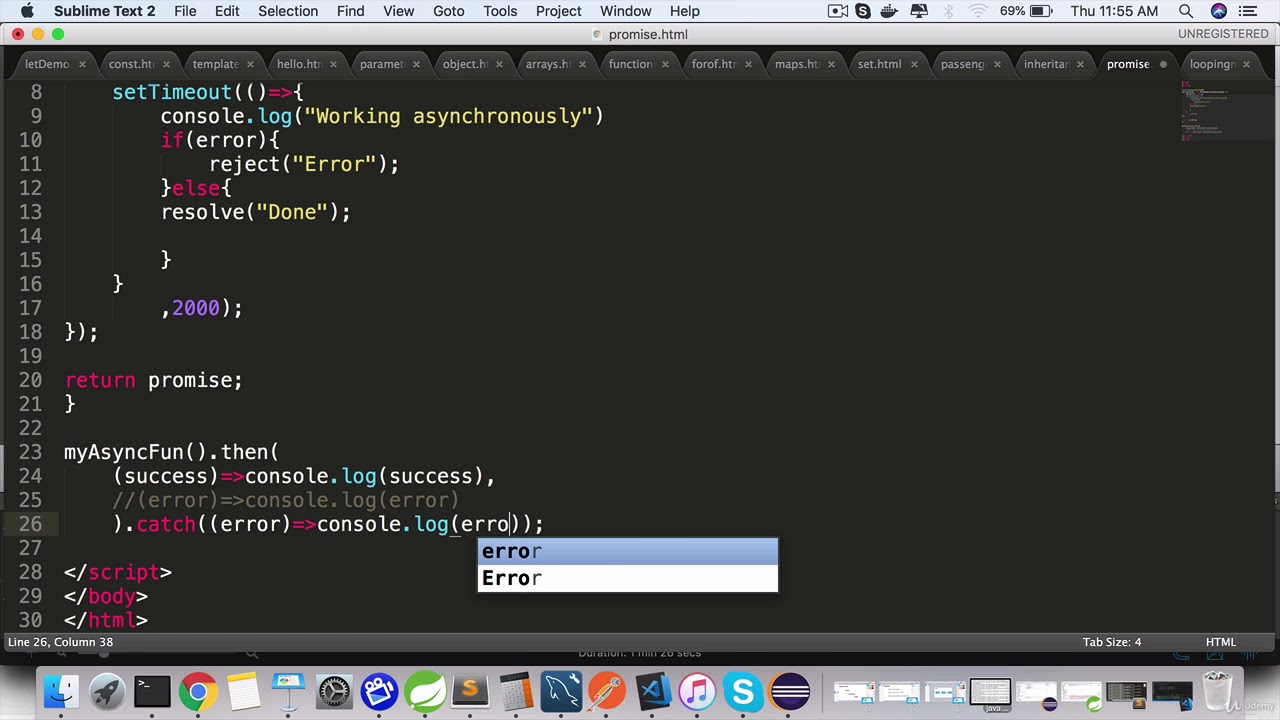 JavaScript ES6 : Catching Errors