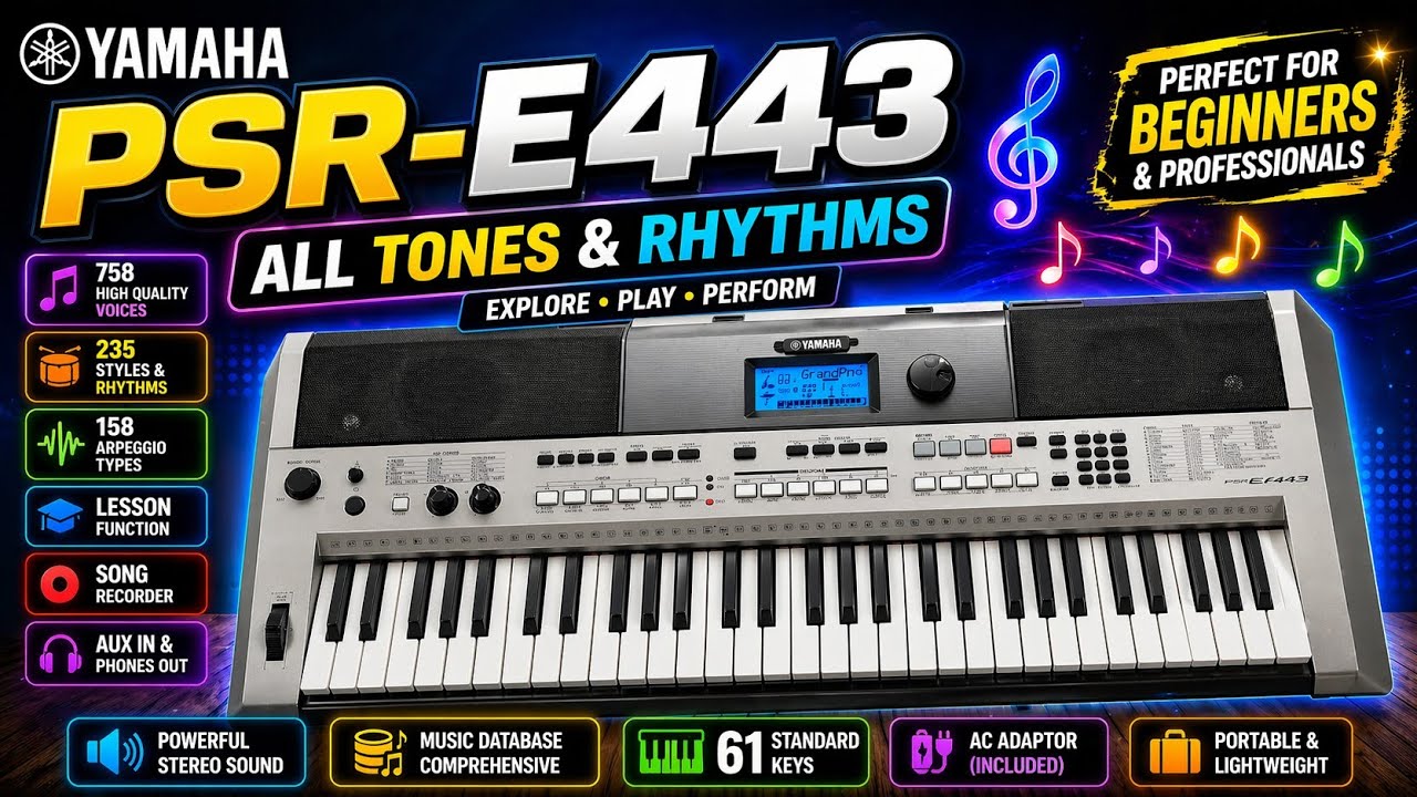 Yamaha PSR E443 All Styles | Yamaha PSR E443 Styles Demo | Yamaha PSR E443