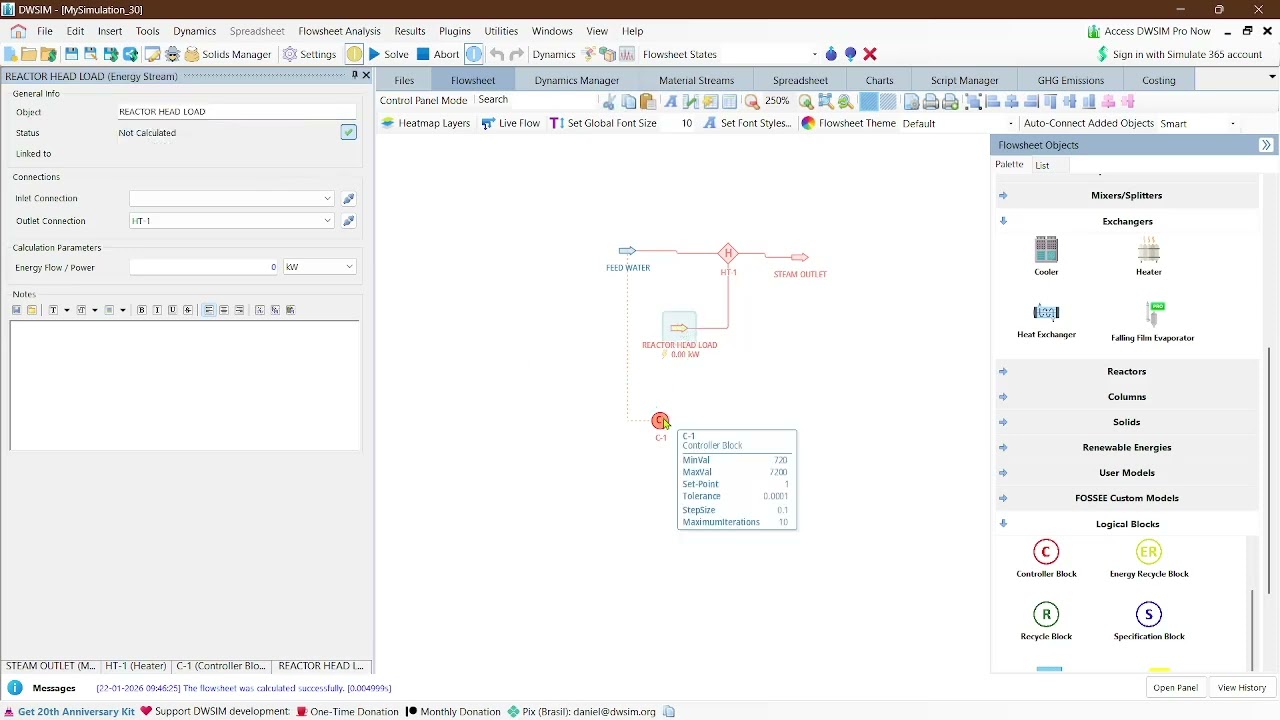 SIMPLE BOILER CAPACITY SIZING FOR HEATING (DWSIM SIMULATION)                      IN TAMIL