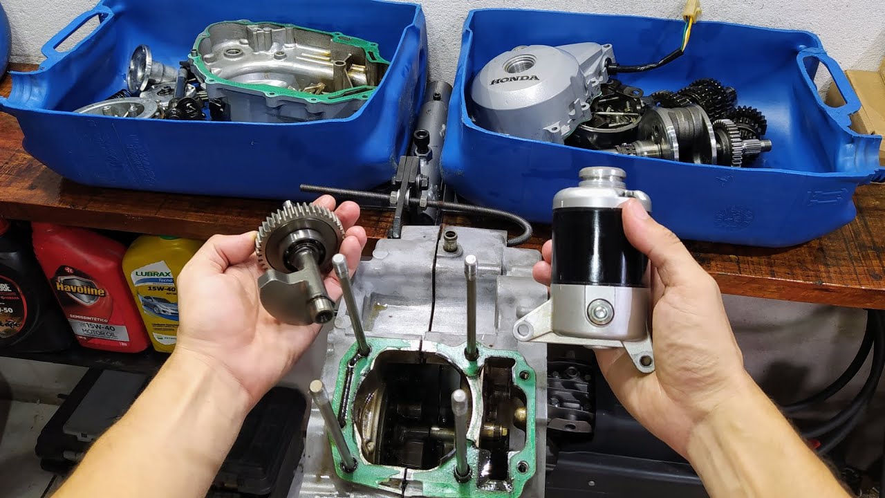 Partida elétrica na fan 125 KS e instalação do balanceiro e virabrequim da Titan 150