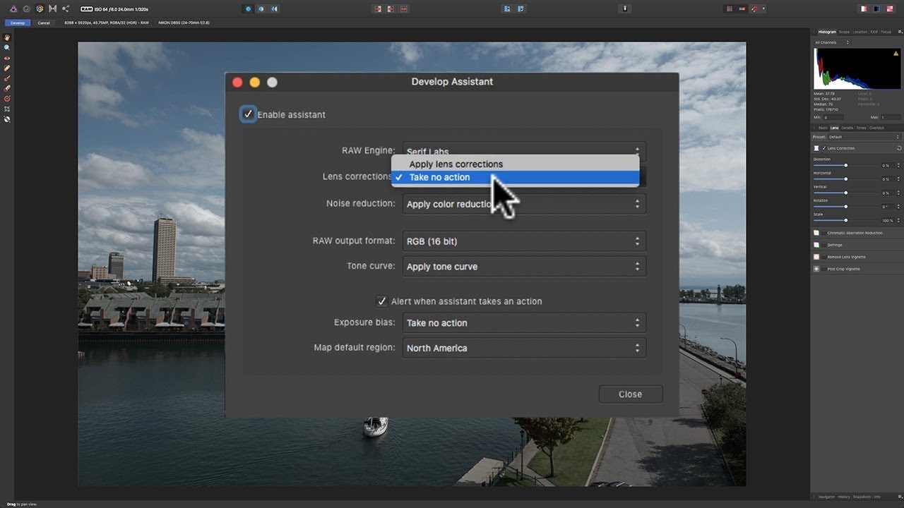 Does Affinity Photo Automatically Apply Lens Corrections?