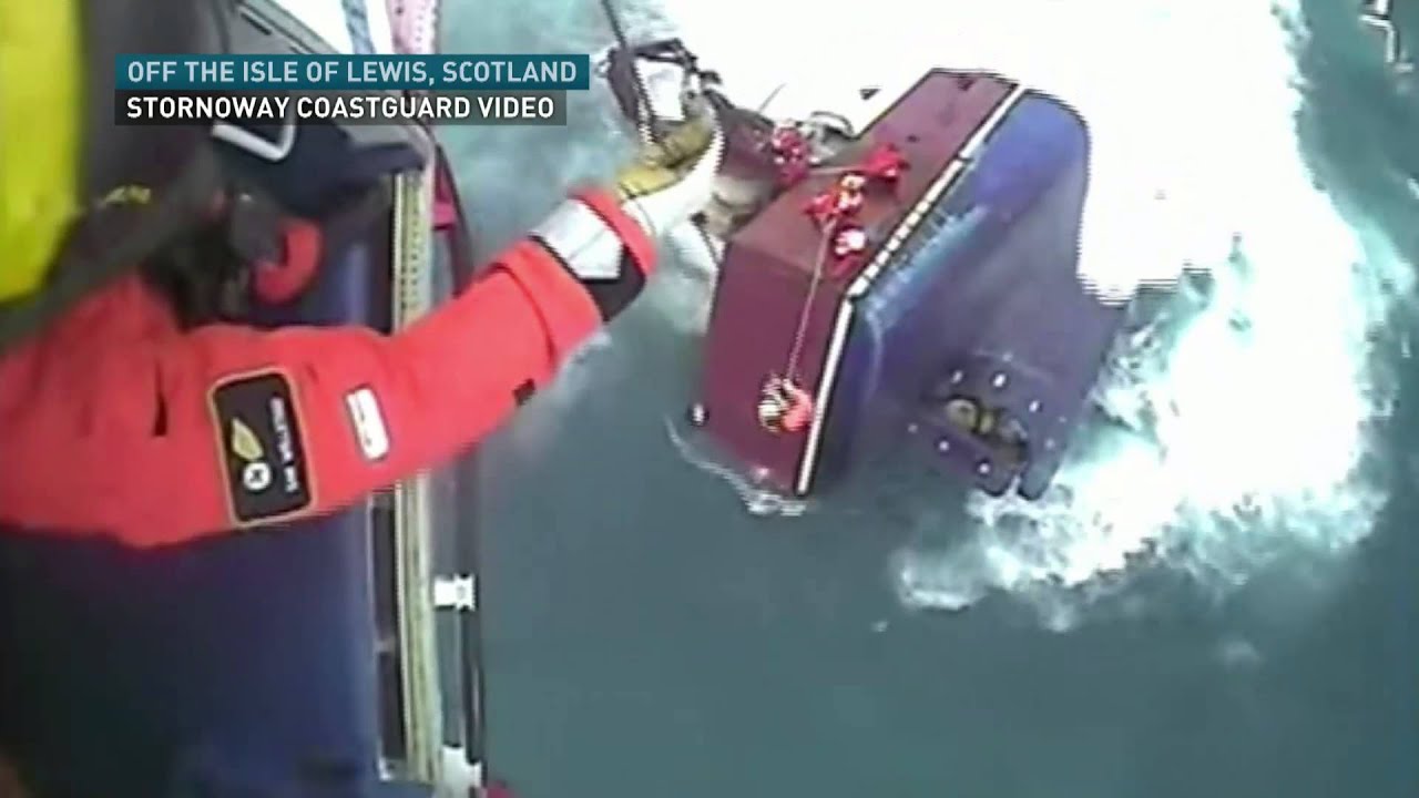 Dramatic fishing boat rescue off Northern Scotland