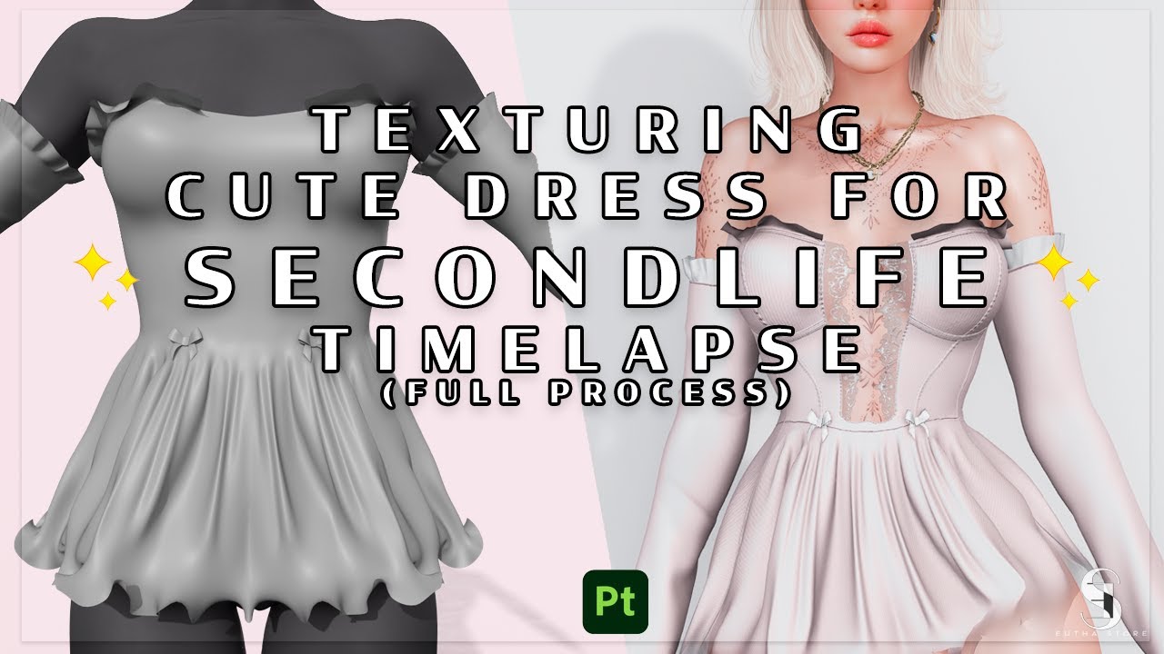 #secondlife  - Texturing a Cute Dress using SUBSTANCE PAINTER [TIMELAPSE]