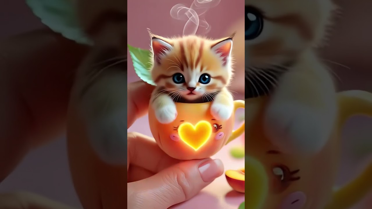 Cutest Kitten Ever in a Teacup 💛✨ | Relaxing Cute Cat Shorts to Brighten Your Day! #wholesomecontent
