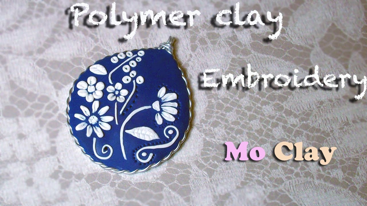 Cameo, cabochon polymer clay / fimo tutorial - Embroidery and wire