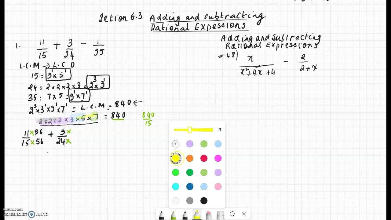 MTH100 Section6.3 Add&Subtract Rational Expressions Part 3