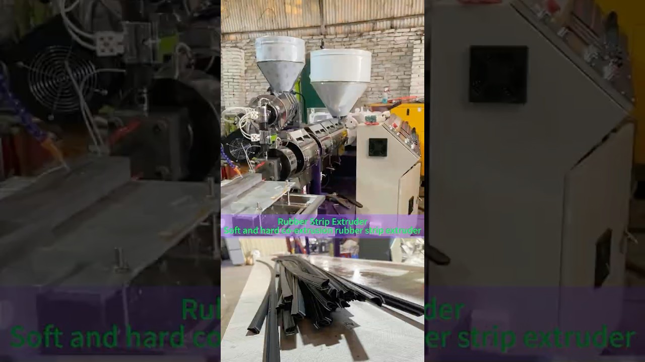 Soft and hard co extrusion rubber strip extruder #extruder #factory #rubber #machine#