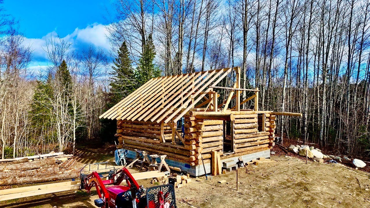 Rafters and Support beams / Maine Off Grid Cabin Build Ep.18