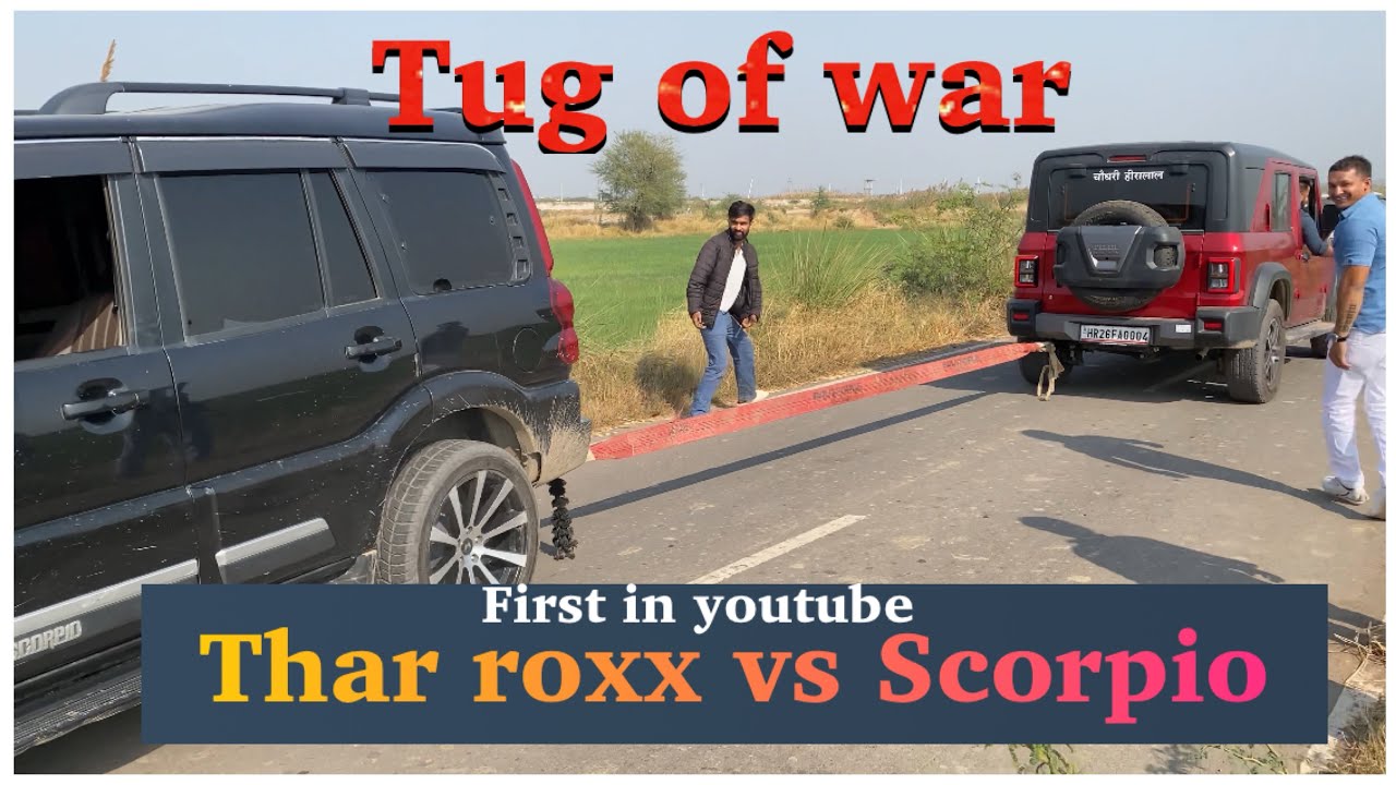 Thar roxx vs Scorpio classic s11 first in india tug of war ( asa hoga socha nhi tha ) 😅