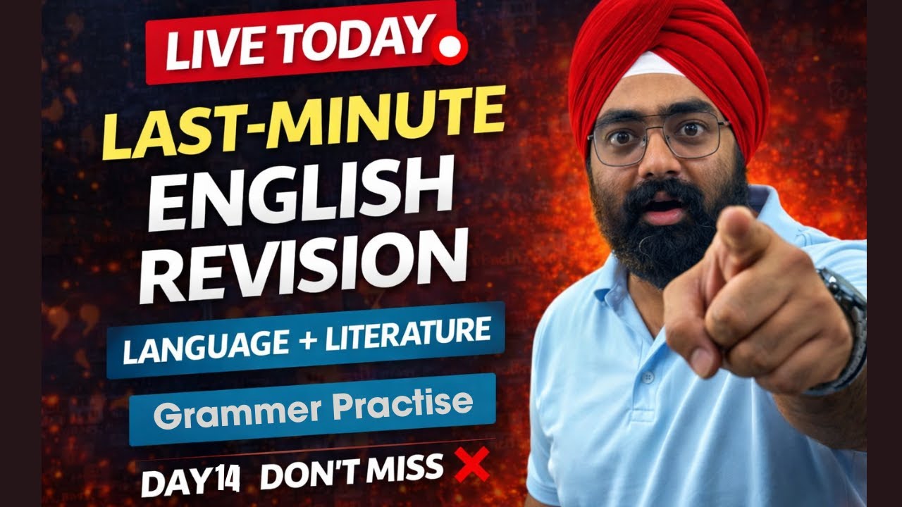 🔴Day 14 | Last-Minute English Revision LIVE | Language + Literature | Grammer Practise