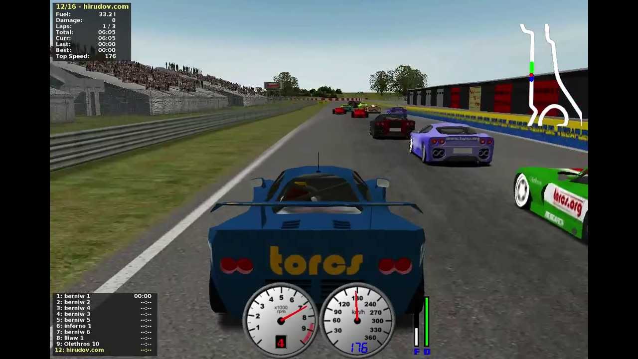 TORCS gameplay car6-trb1 versus all on Road Tracks - E-Track 3