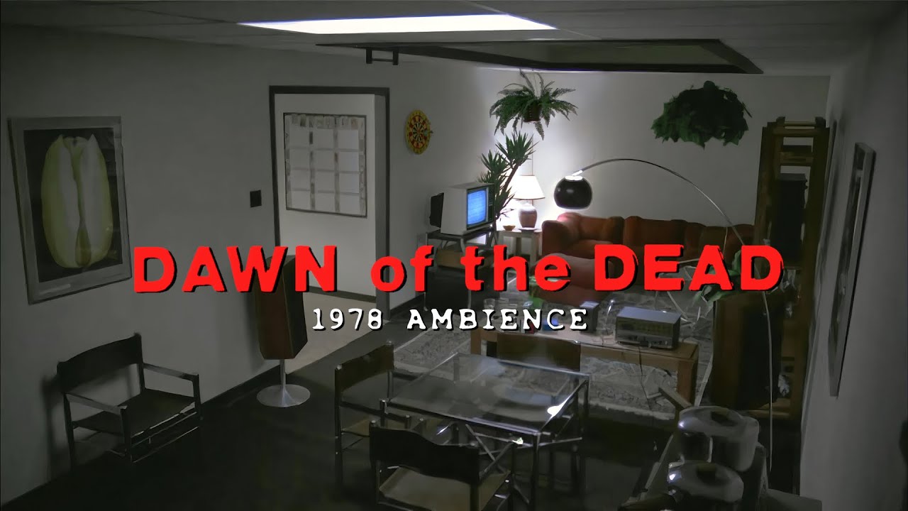 Dawn of the Dead 1978 Mall Backrooms Hideout Ambience | Calm Huming White Noise Distant Zombie Horde