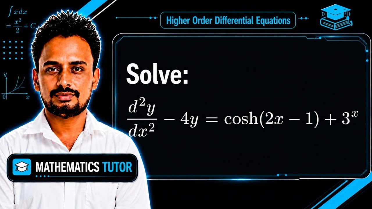 Solve y″ − 4y = cosh(2x − 1) + 3ˣ | Higher Order Differential Equations | VTU Maths
