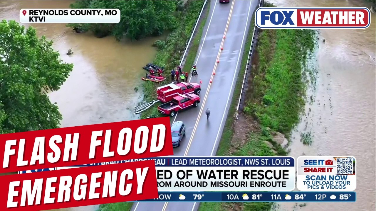 Ведущий метеоролог NWS Сент-Луиса в эфире FOX Weather во время чрезвычайной ситуации из-за внезап...