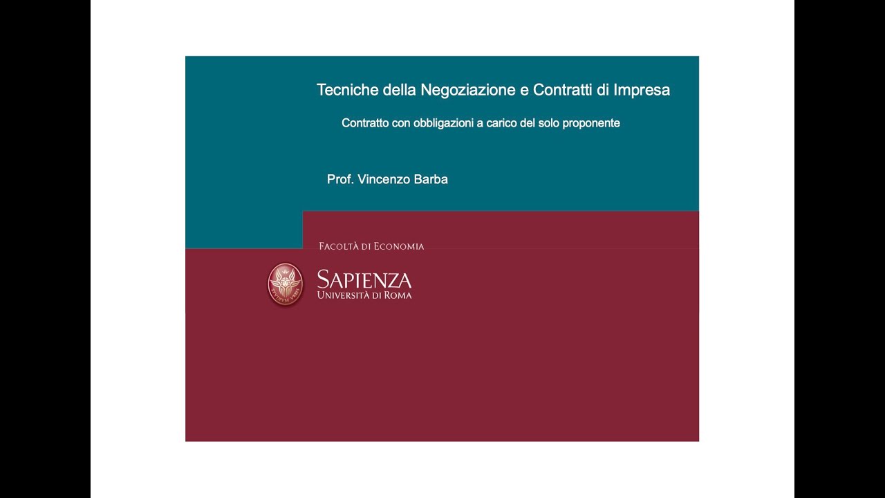 TN 15 Contratto con obbligazioni a carico del solo proponente