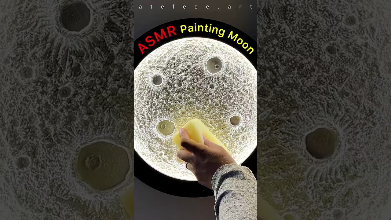 ASMR painting of the moon with texture  #shorts  #art