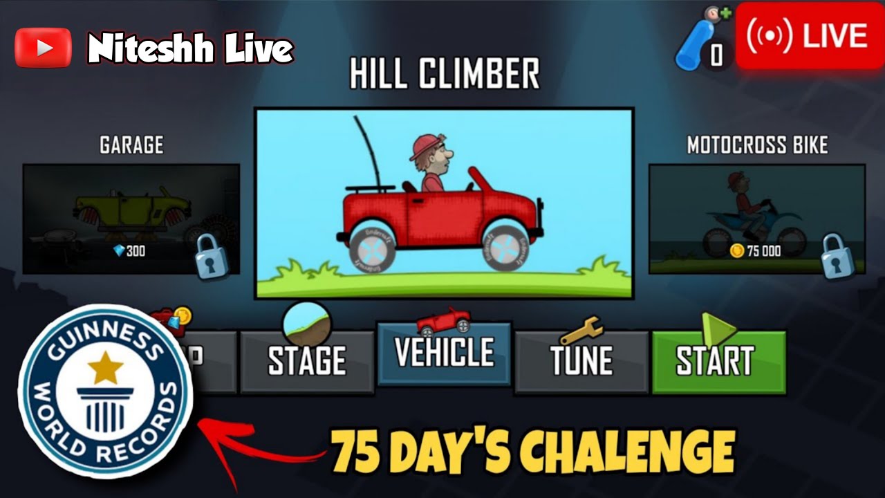 Hill CLIMBING RACE #75 DAY CHALENGE💯,World RECORD🎯#Day 7-#live#stream#hillclimbing#racinggame