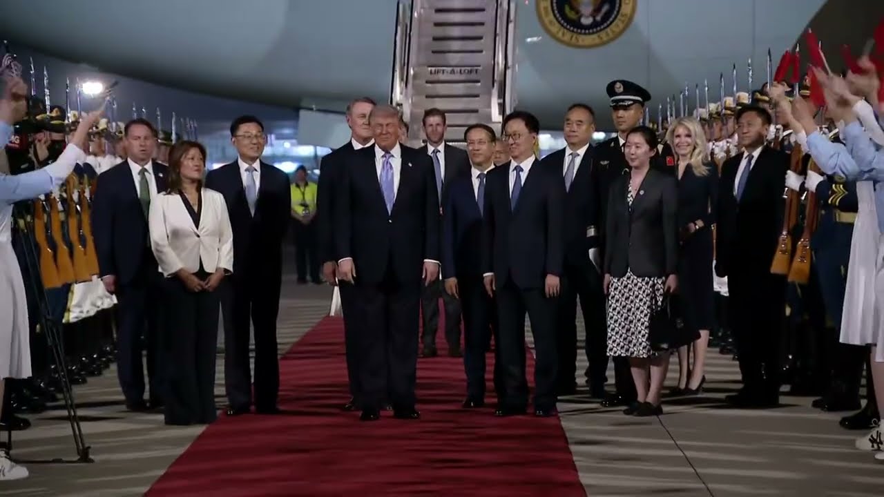 WATCH: Massive Military Pomp and Pageantry as Air Force One Lands in Beijing