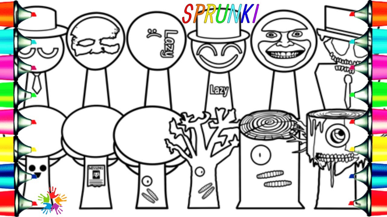 Incredibox SPRUNKI Coloring Pages / Black vs Mr. Tree Phases 1 2 3 4 5 6 / NCS Music