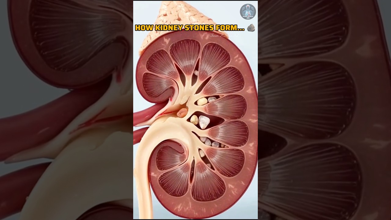 The Terrifying Journey Of A Kidney Stone 🪨😫#kidneyhealth  #3dmedical #health #urology #kidneystone