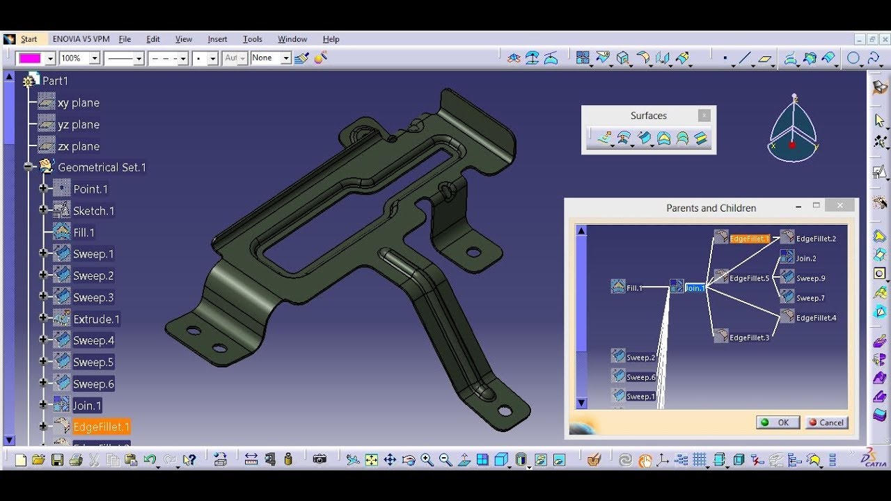 BIW_Bolt-on Sheet Metal Bracket design in GSD Catia V5_ AUTOMOTIVE DESIGN #car #design #cad #catiav5