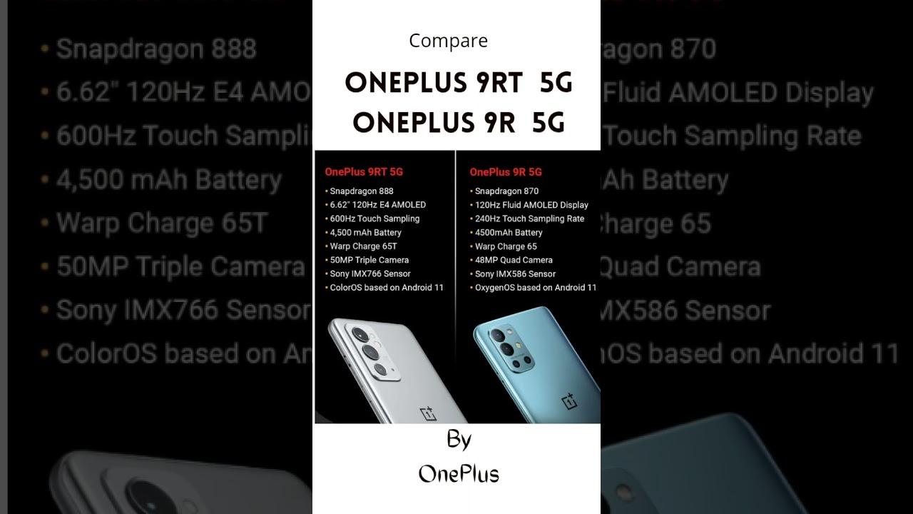 OnePlus 9RT vs OnePlus 9R - comparision - Which is best Smart phone ?